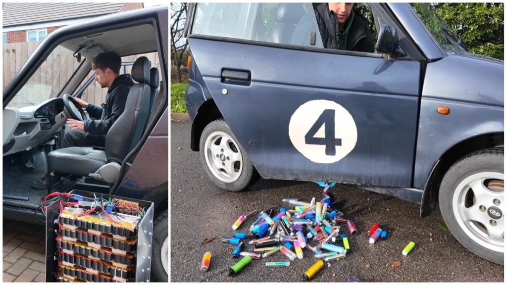 British engineer uses 500 disposable vape batteries to power up electric car