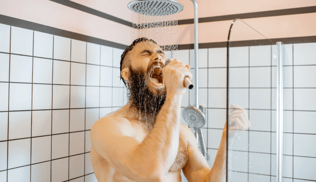 Man singing in shower