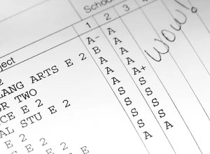 A school report card showing straight A's.