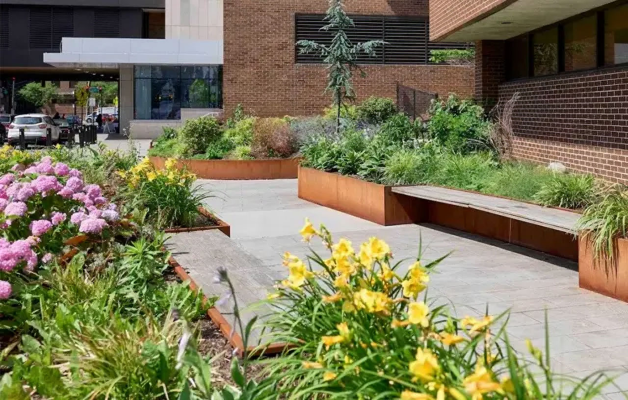 A pocket garden at Newark Beth Israel Medical Center in New Jersey.