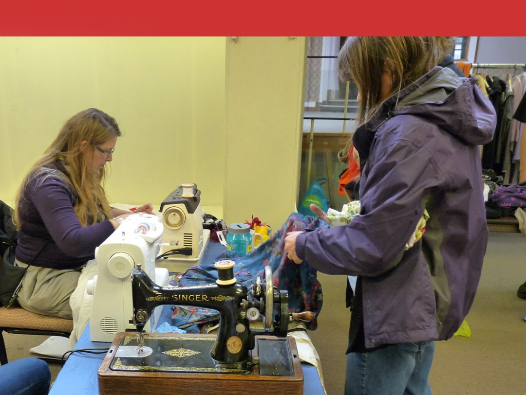 Sewing, textiles, neighbors, communal bonding